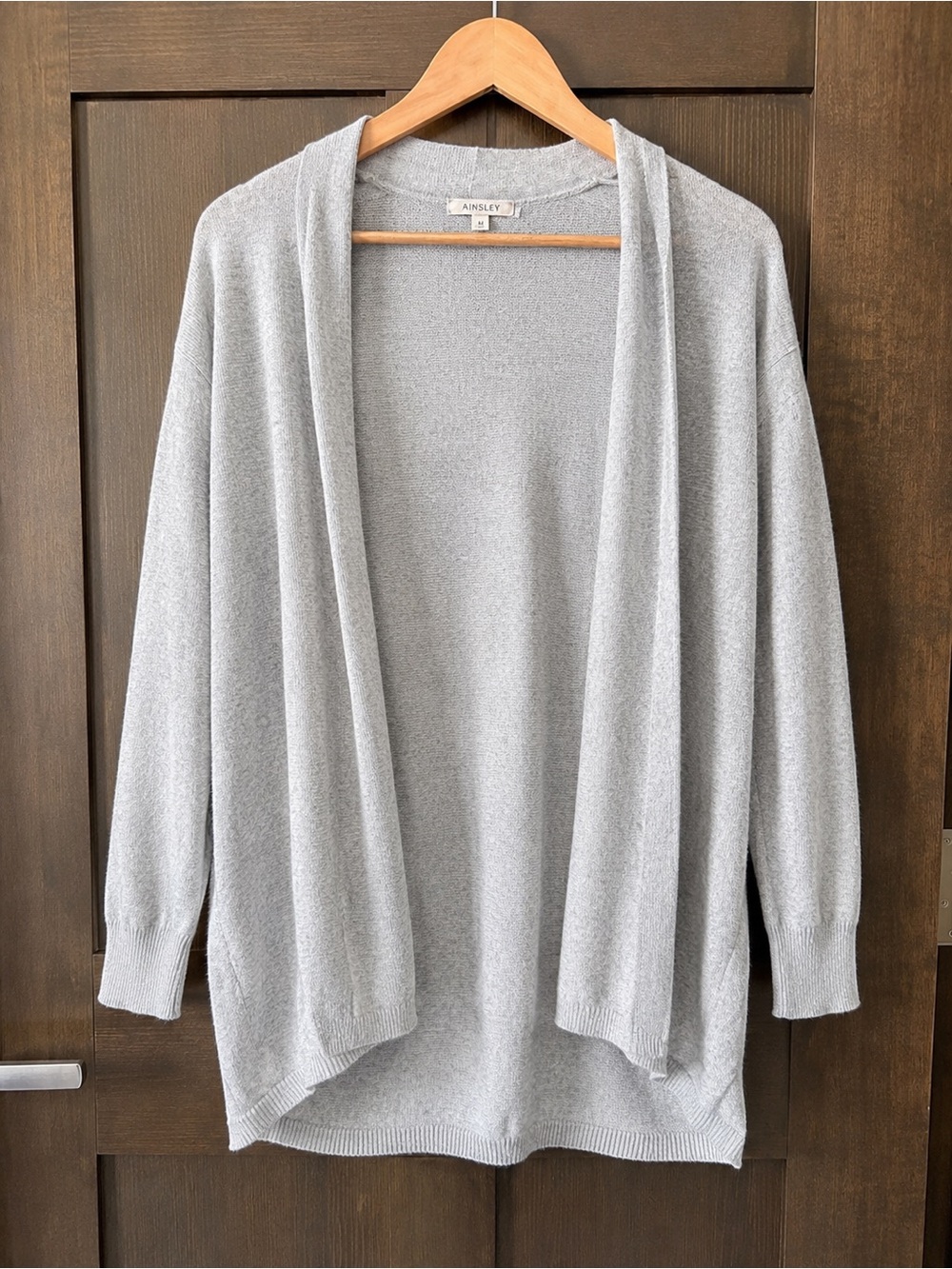 Ainsley Gray Open Front Cardigan Sweater Size M Soft Lightweight Knit